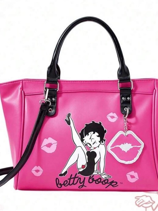 Betty Boop Handbags - Betty Boop Hot Pink Tote with Black Handles